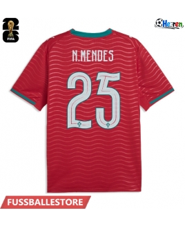 Günstige Portugal Nuno Mendes #25 Heimtrikot WM 2026 Kurzarm